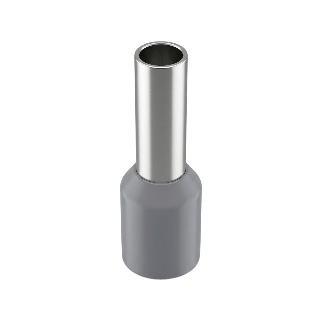 Conector Ferrule | 12AWG | 4mm² | Conductor Latón Estañado | Aislamiento PVC Gris | 25 Piezas por Bolsa