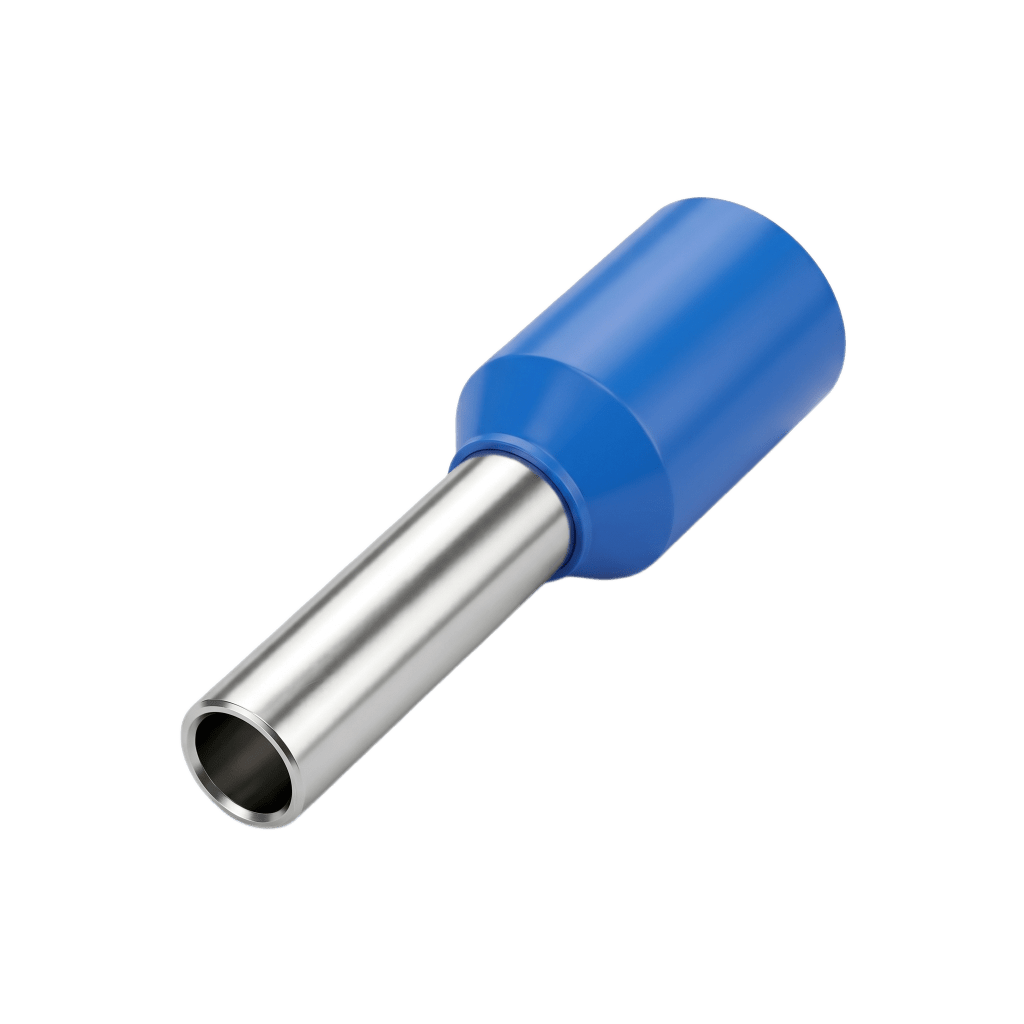 Conector Ferrule | 14AWG | 2.5mm² | Conductor Latón Estañado | Aislamiento PVC Azúl | 25 Piezas por Bolsa