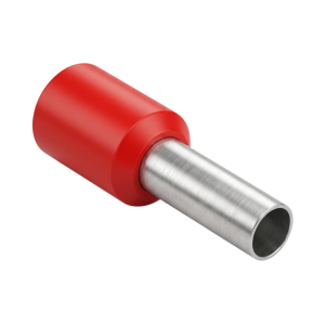 Conector Ferrule | 18AWG   |  1.0 mm²  | Conductor Latón Estañado  | Aislamiento PVC Rojo  | 25 Piezas por Bolsa
