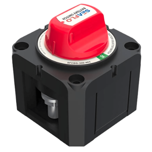 Interruptor Desconexión Batería Monocircuito ON/OFF, 275A DC Continuo, 900A DC Arranque, Terminales Cobre Estañado, IP68, Montaje Superficie/Panel, Cumple ABYC/UL/SAE