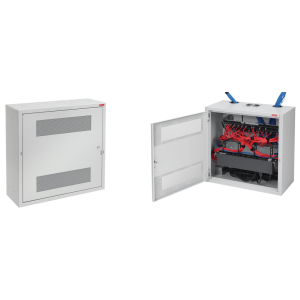 Gabinete Rack Horizontal D-Box, 4U, Acero Gris Claro RAL 7035, 48.00 x 24.00 x 8.00 pulgadas, Puerta Reversible 120°, Montaje Minorista, Sistema de Cierre, Ventilación y Cableado Integrado