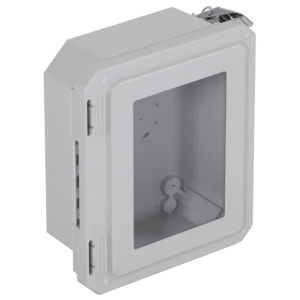 Caja Impermeable De Fibra De Vidrio, 8.77" (22.27cm) Alto x 6.77" (17.19cm) Ancho x 4.06" (10.31cm), Con Ventanilla, Listado UL/cUL, Hecho En EE.UU, Serie EnviroArmour®