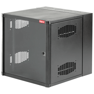 Gabinete AccessPlus de 12 UR Montaje en Pared de 19in, Rieles Numerados y Roscados #10-32, Puerta con Ventana de Seguridad, 620 mm de Ancho, 953 mm de Profundidad, Color Negro