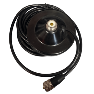 Montaje Magnético / Diámetro 90 mm (3.5 in) / Conector SO239 / 4.5 m de cable RG58 / Para Vehículos