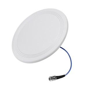 Antena Omnidireccional para Techo Interior / 600-6000 MHz / 5 Bandas Celulares y WiFi / Perfil Ultra Bajo 8 mm / Conector N-hembra / Cable Plenum 30 cm / Material del radomo, ABS