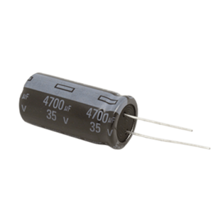 Capacitor Electrolítico de Aluminio, Radial de 4700 µFd, 35 Vcc, 105 °C, 18 x 37 mm.