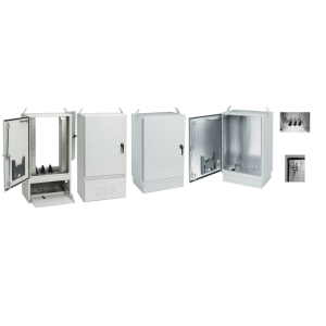 Gabinete para Exterior Tipo 4X Doble Puerta de 10 UR / Aluminio Soldado / 762 x 762 x 1118 mm / Exterior IP66 / Montaje Almohadilla / Aislamiento Térmico / Gris RAL 7035