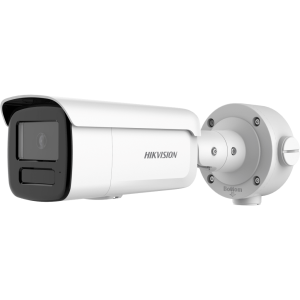 Cámara Bullet IP 4 Megapixel (2688 × 1520) / WDR 120 dB / EXIR IR 60-90 m (196.9-295.3 ft) / Clasificación IA Humano-Vehiculo / Audio Bidireccional / IP67 IK10 / H.265+