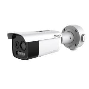 (HIKMICRO) Cámara Bullet IP Bi-espectral Térmica 3.6 mm (256×192) / Óptica 4.3 mm (5 Megapixel) / IA GUANLAN / Rango -20°C a 650°C / Detección Fuego y Humo / Alarma Visual y Audible / 30 m IR / IP67 / IK10 / PoE /