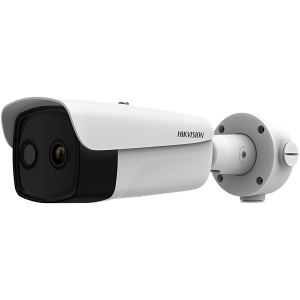 (HIKMICRO)Bala IP Dual / Térmica 25 mm (384 X 288 ) / Óptico 12.4 mm (4 Megapixel) / 100 mts IR / IP67 / PoE / VCA 3.0 / NEMA 4X / Termométrica / Detección de Temperatura y Fuego / Micro SD