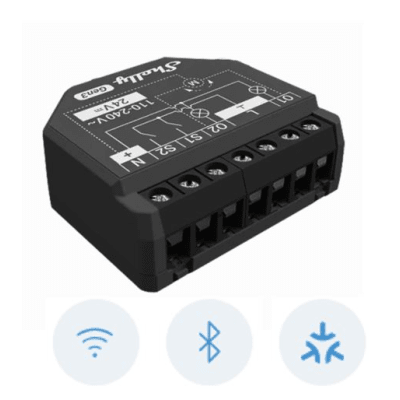 Apagador inteligente Wifi 2.4 / 2 canales Para apagador doble / 10A por canal / Compatible con asistentes de voz (SHELLY2PMGEN3)