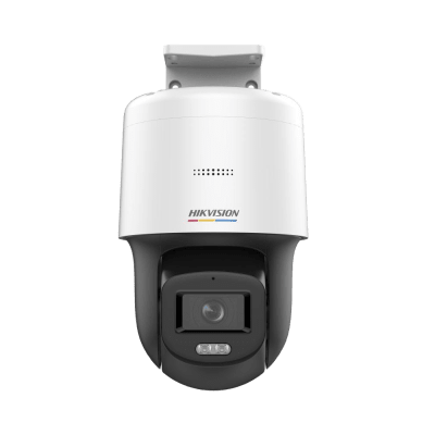 Domo PT IP 4 Megapixel / Lente 4 mm / Luz Blanca 30 mts / dWDR / PoE / IP66 / Micrófono y Bocina Interconstruido / Micro SD / Incluye Montaje de Pared y Techo (DS-2DE2C400SCG-E(F1))