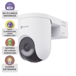 Cámara IP PT Con Batería / Wi-Fi 6 + 4G LTE / 2K+  (4megapixel)  / IP65  / Detección IA Persona-Vehiculo / Visión Nocturna Color / Compatible con Panel Solar CSPSP8