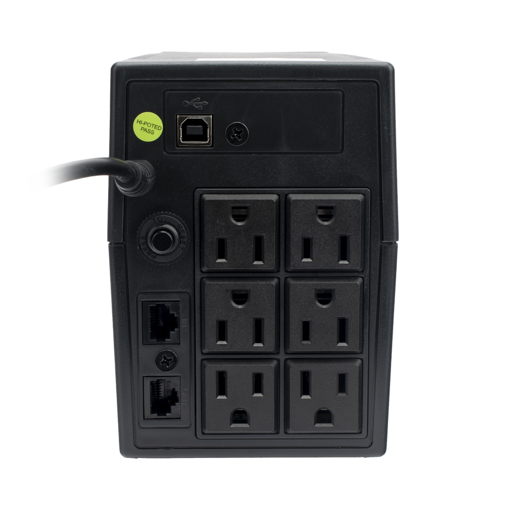 UPS 800VA/480 W Línea Interactiva 120Vca / 6 tomas 5-15R (4 Respaldadas) / Regulación de Voltaje / Protección RJ45 - Image 3